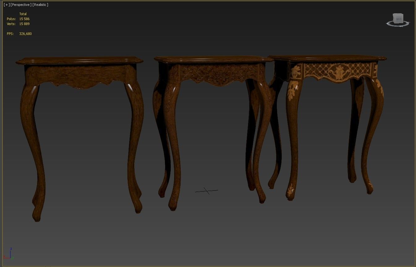 Classic side table 600 Low-poly 3D model_18