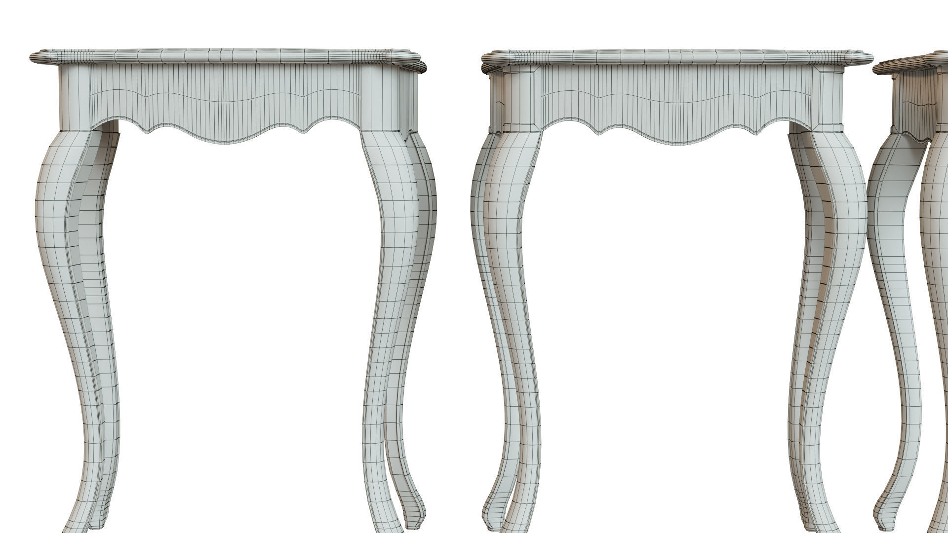 Classic side table 600 Low-poly 3D model_12