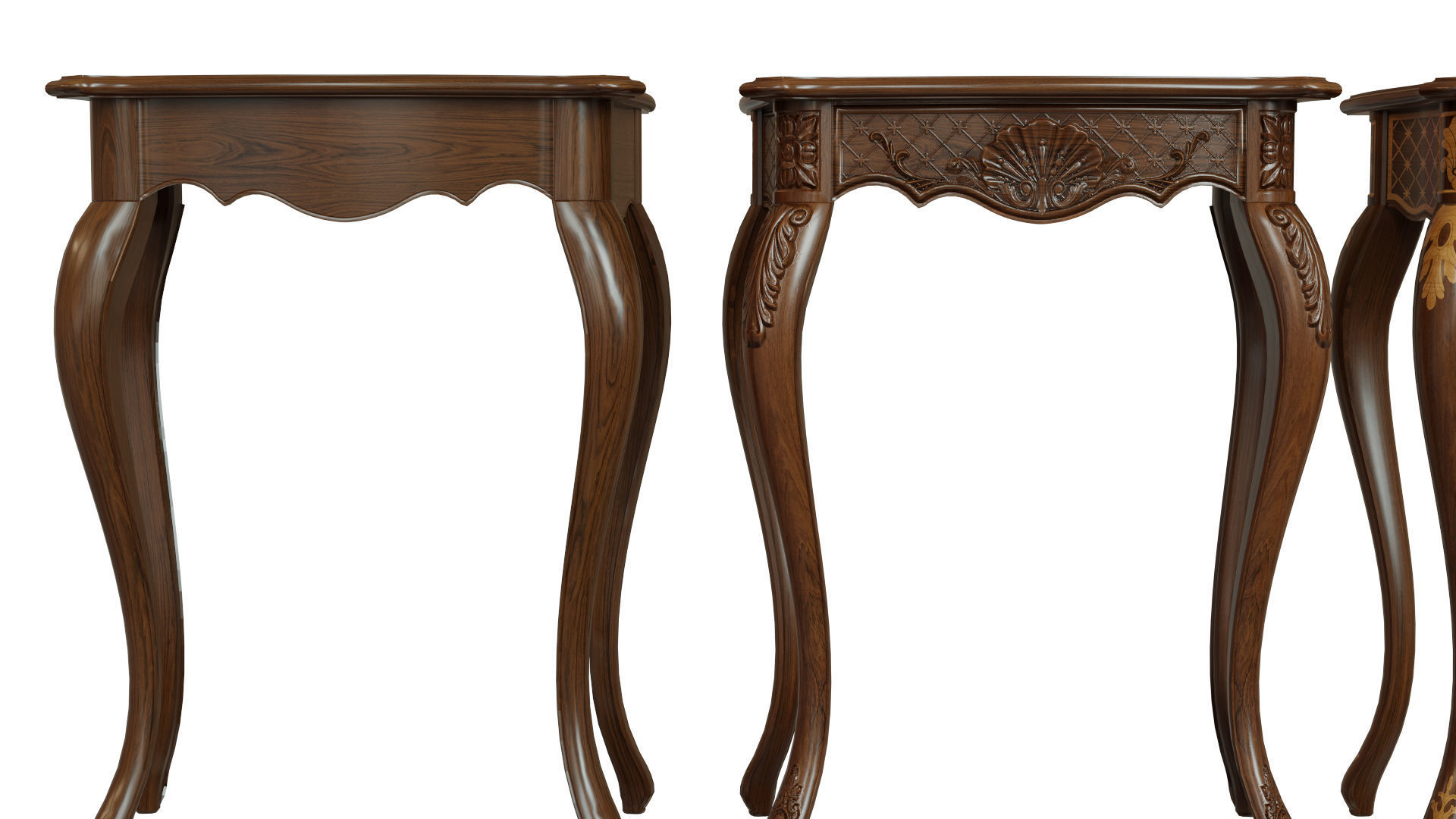 Classic side table 600 Low-poly 3D model_1