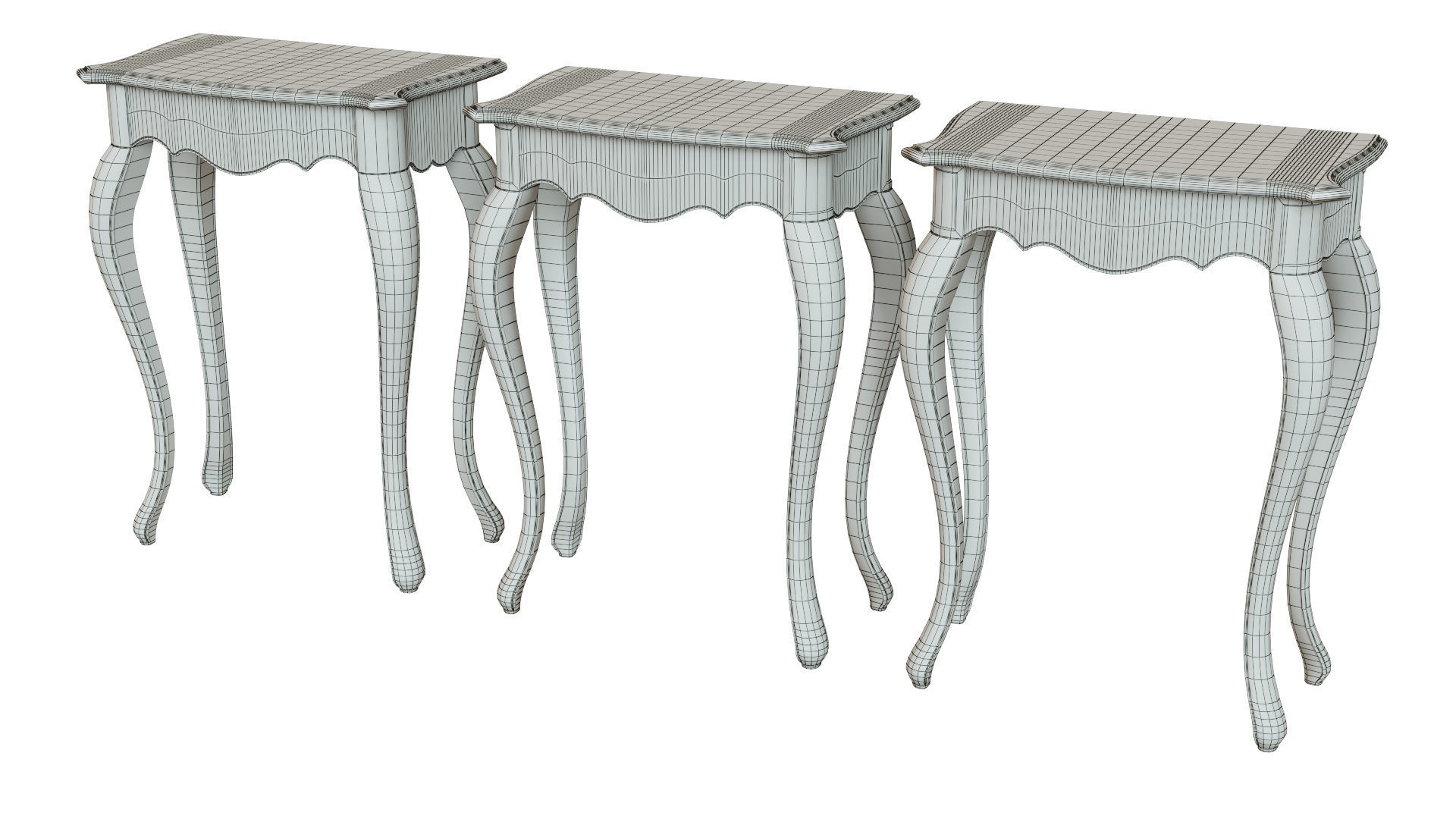 Classic side table 600 Low-poly 3D model_13