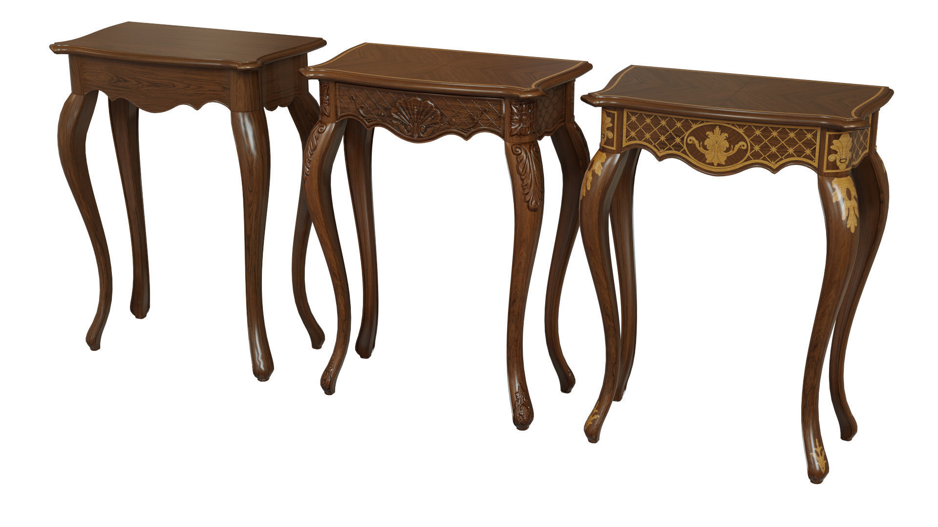 Classic side table 600 Low-poly 3D model_5