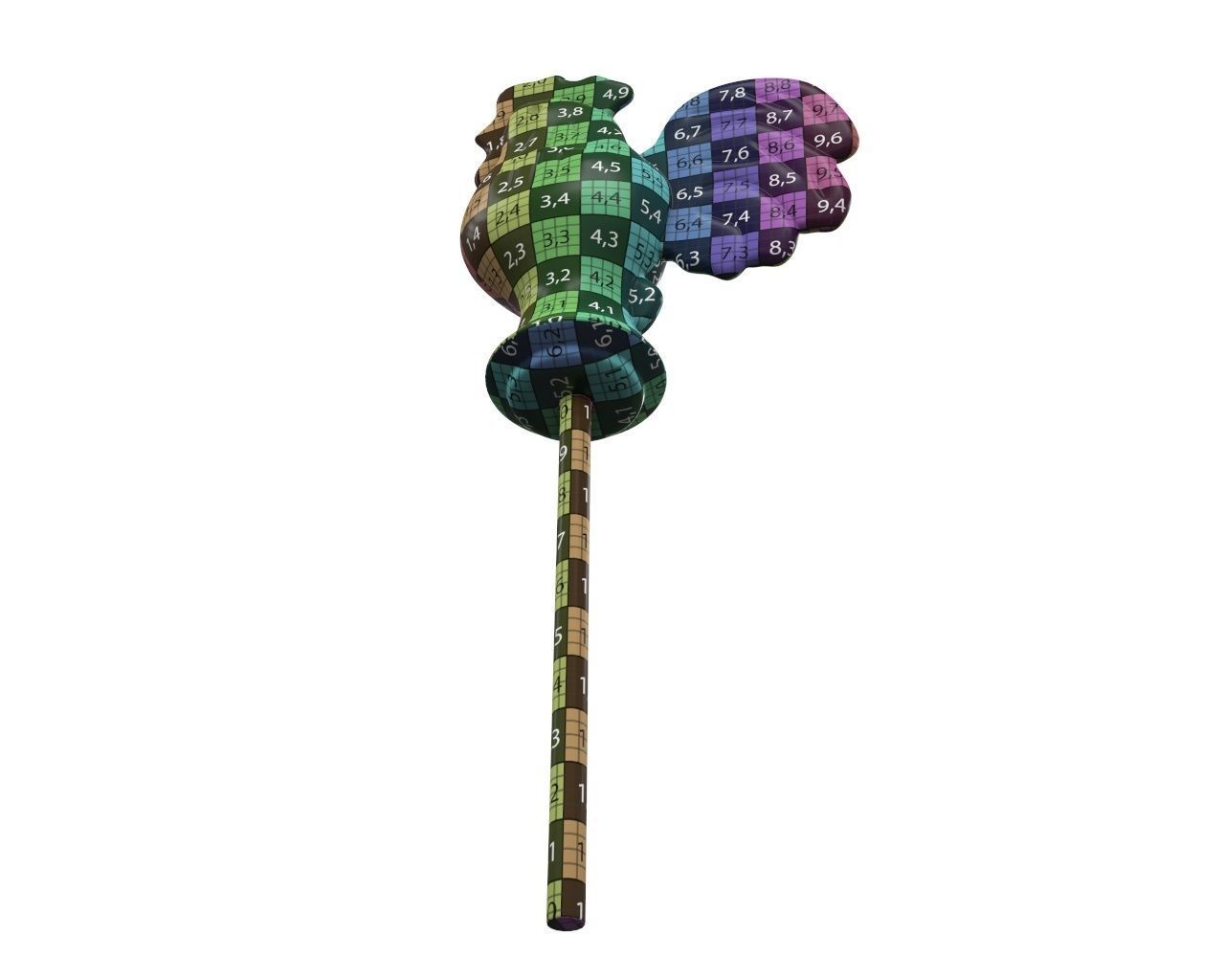 Sugar lollipop made in the shape of cockerel 3D model_12