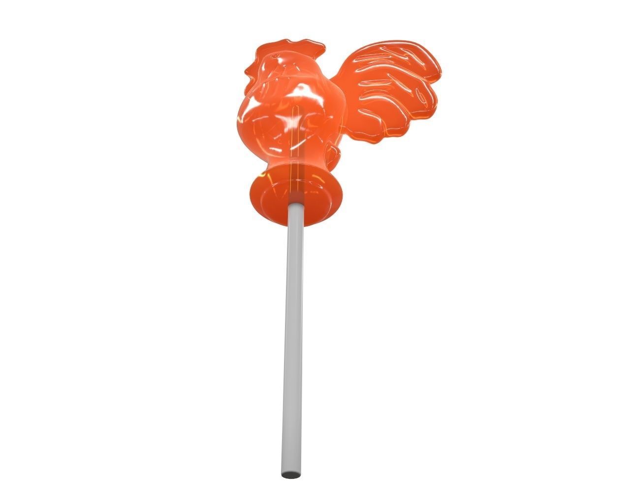 Sugar lollipop made in the shape of cockerel 3D model_4