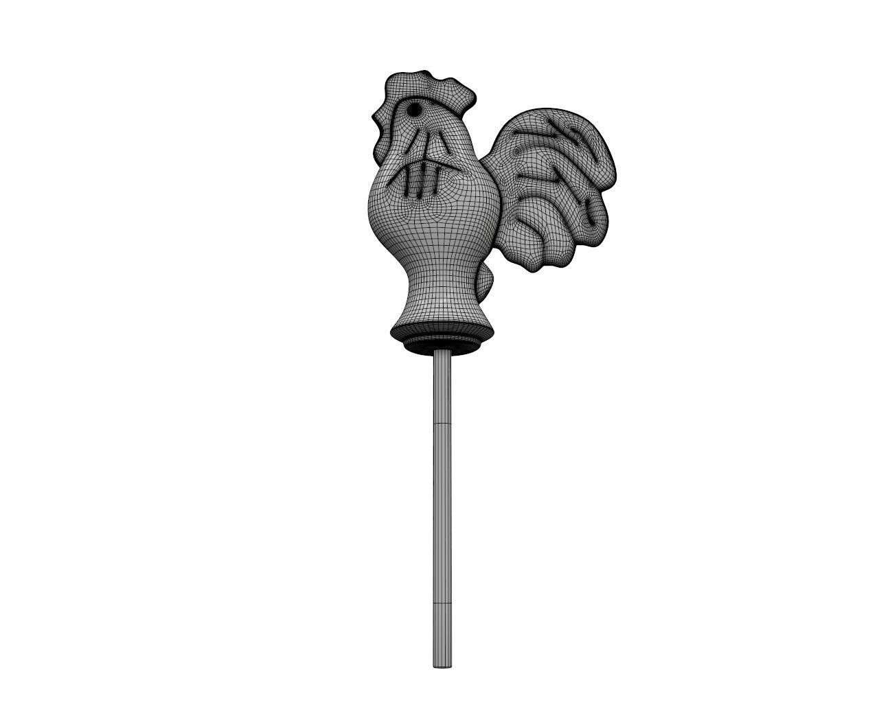 Sugar lollipop made in the shape of cockerel 3D model_6