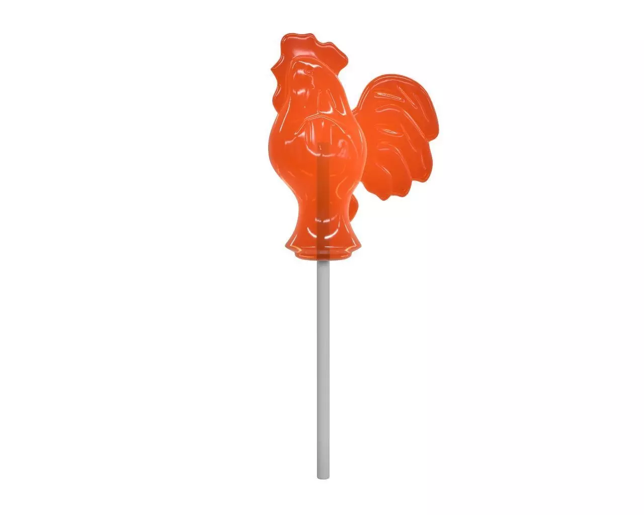 Sugar lollipop made in the shape of cockerel 3D model_0
