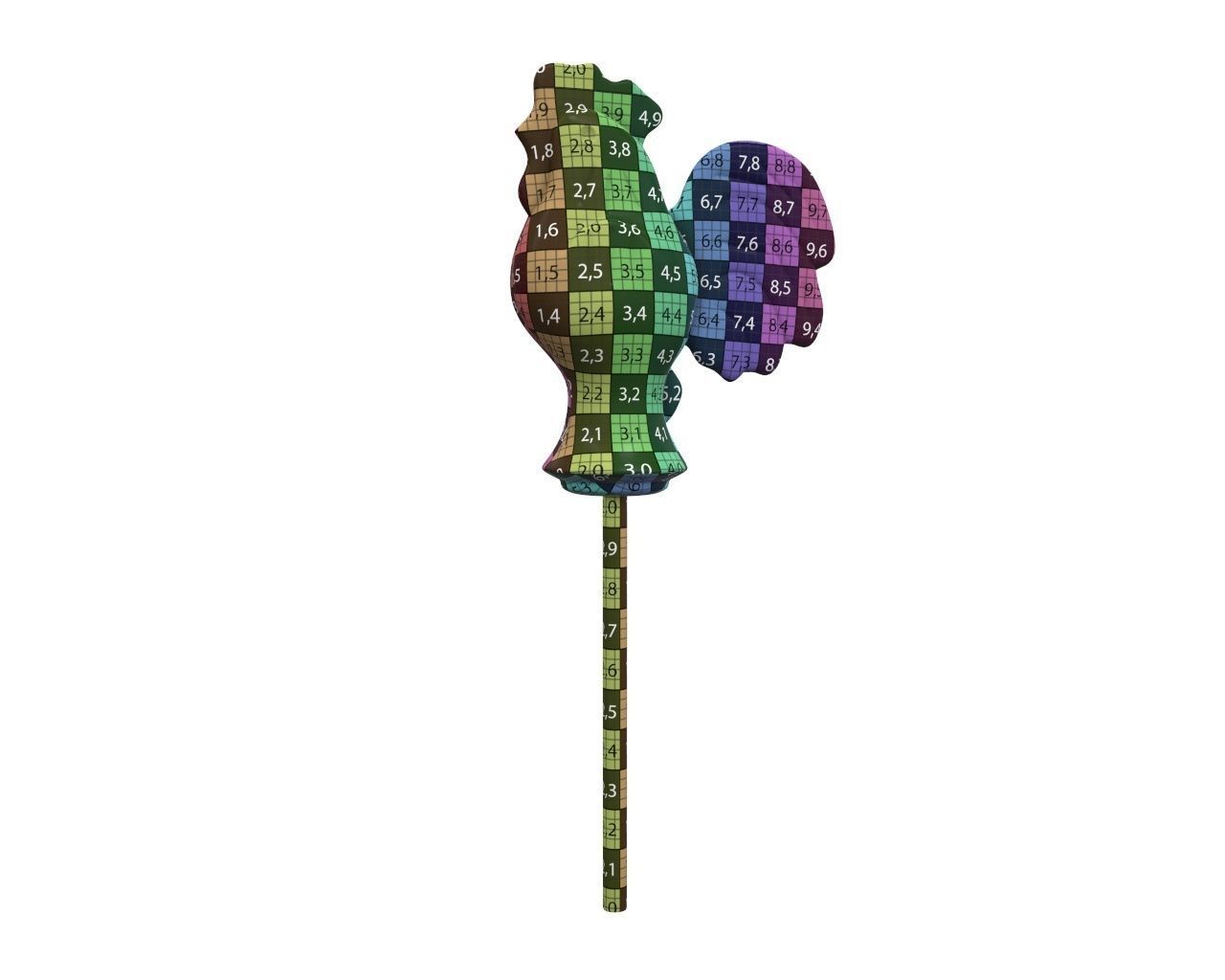 Sugar lollipop made in the shape of cockerel 3D model_9