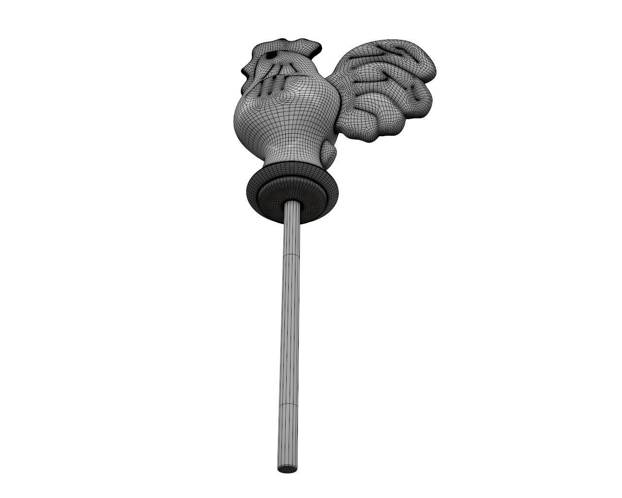 Sugar lollipop made in the shape of cockerel 3D model_8