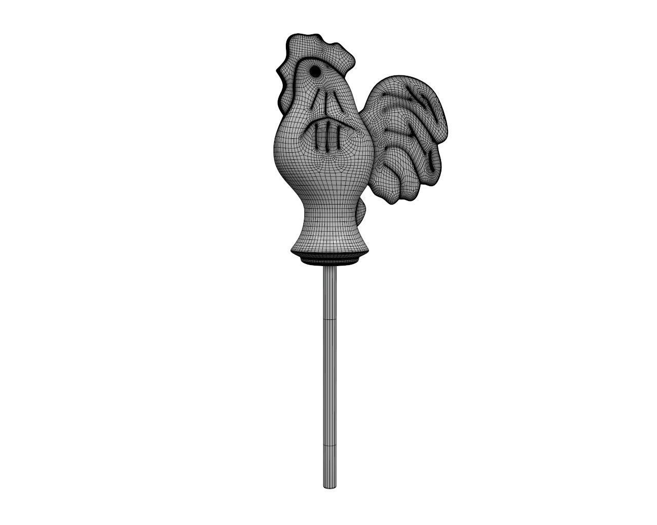 Sugar lollipop made in the shape of cockerel 3D model_5