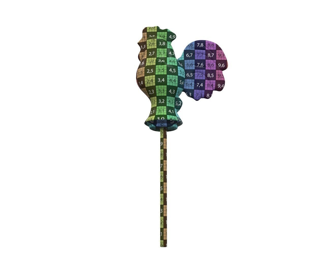 Sugar lollipop made in the shape of cockerel 3D model_10