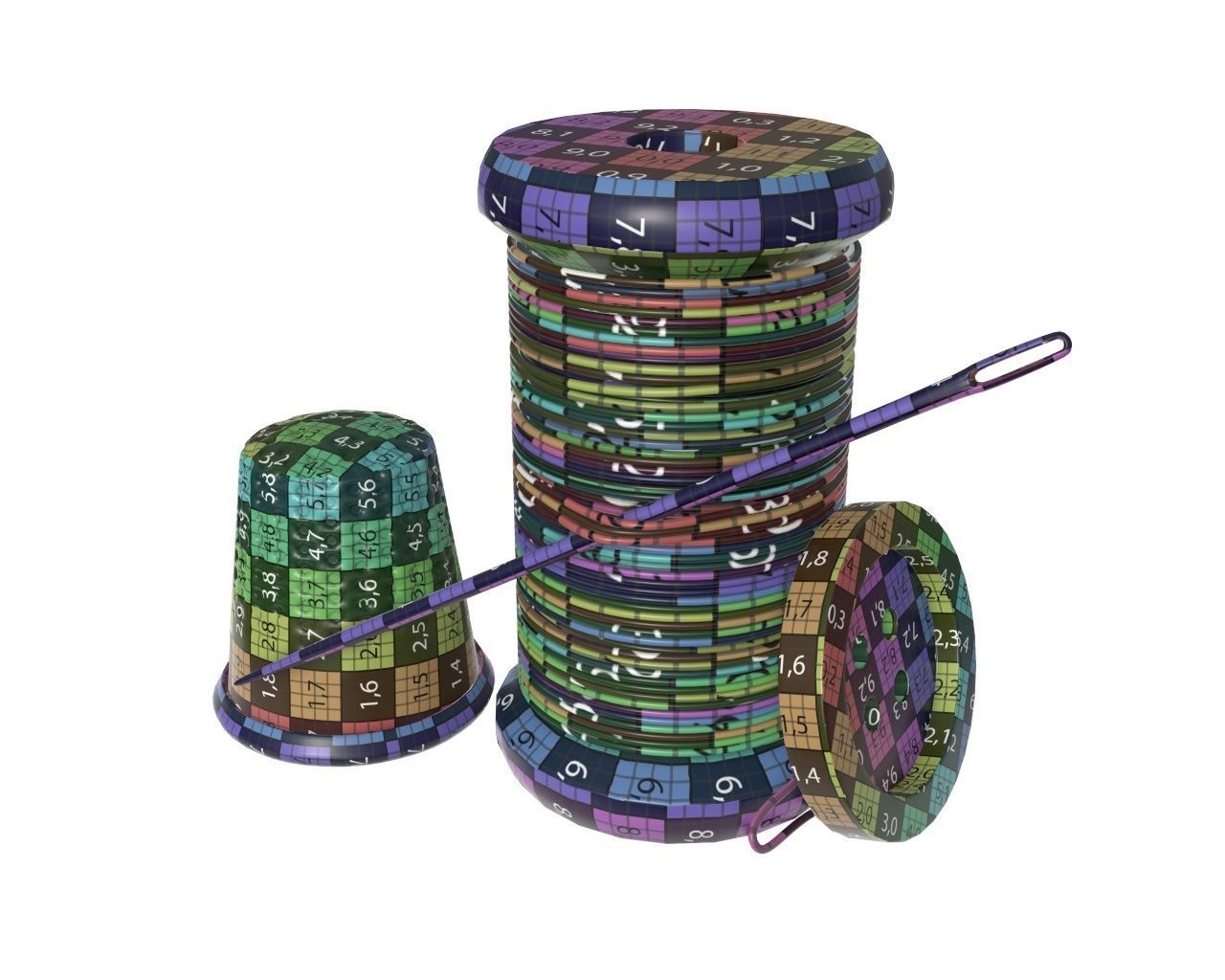 Thread needle button thimble coil 3D model_9