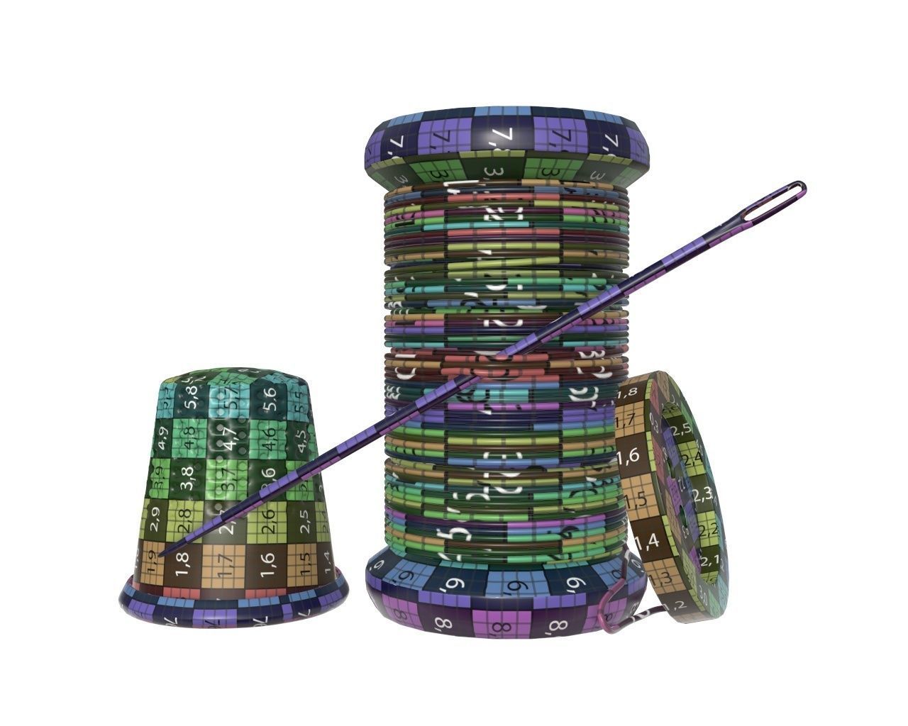 Thread needle button thimble coil 3D model_10