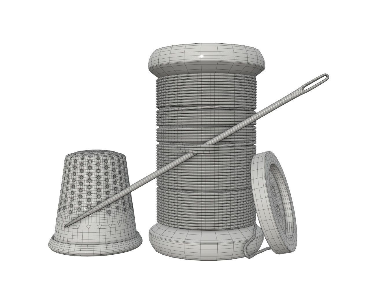 Thread needle button thimble coil 3D model_6