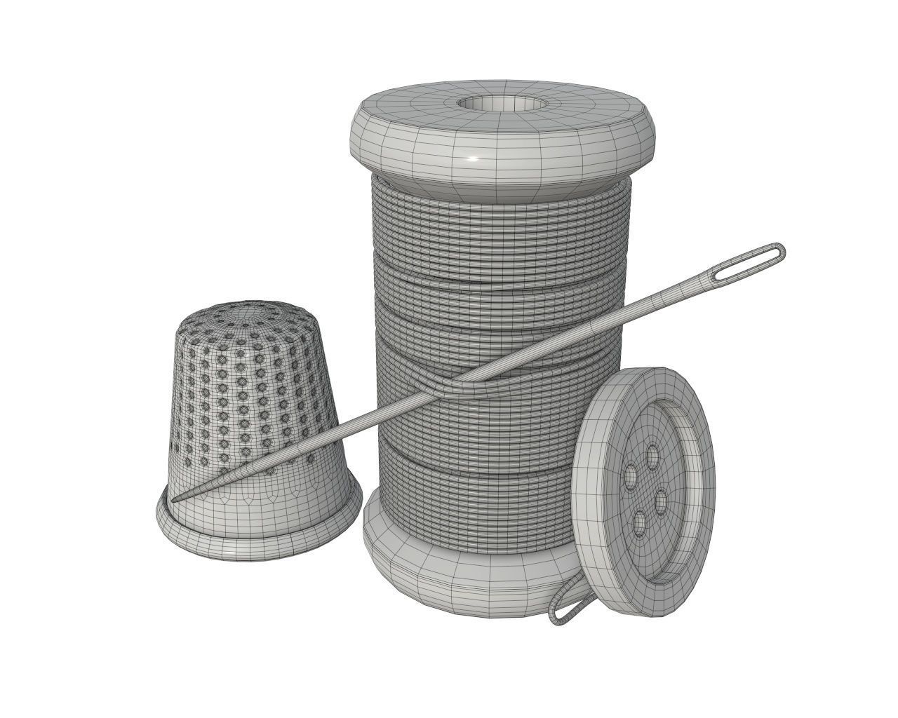 Thread needle button thimble coil 3D model_5