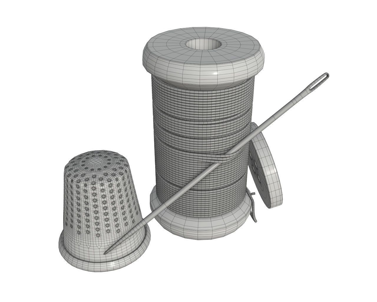 Thread needle button thimble coil 3D model_8