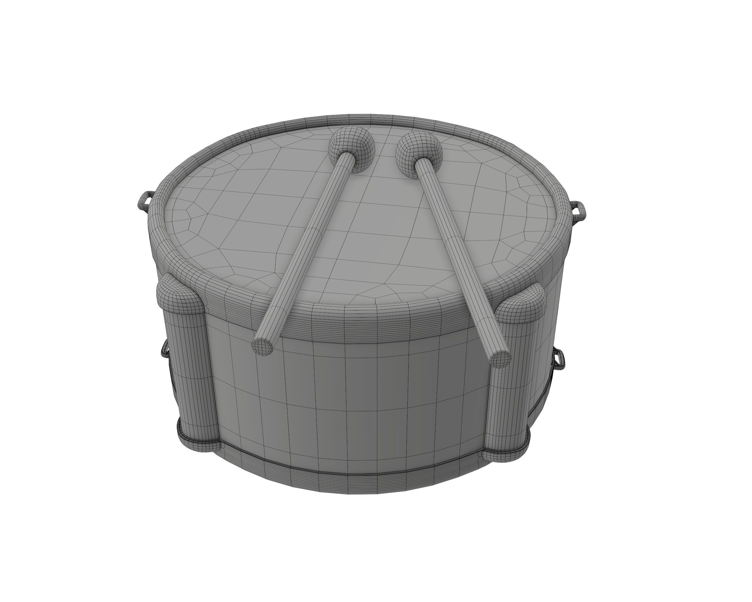Toy drum with sticks 3D model_7