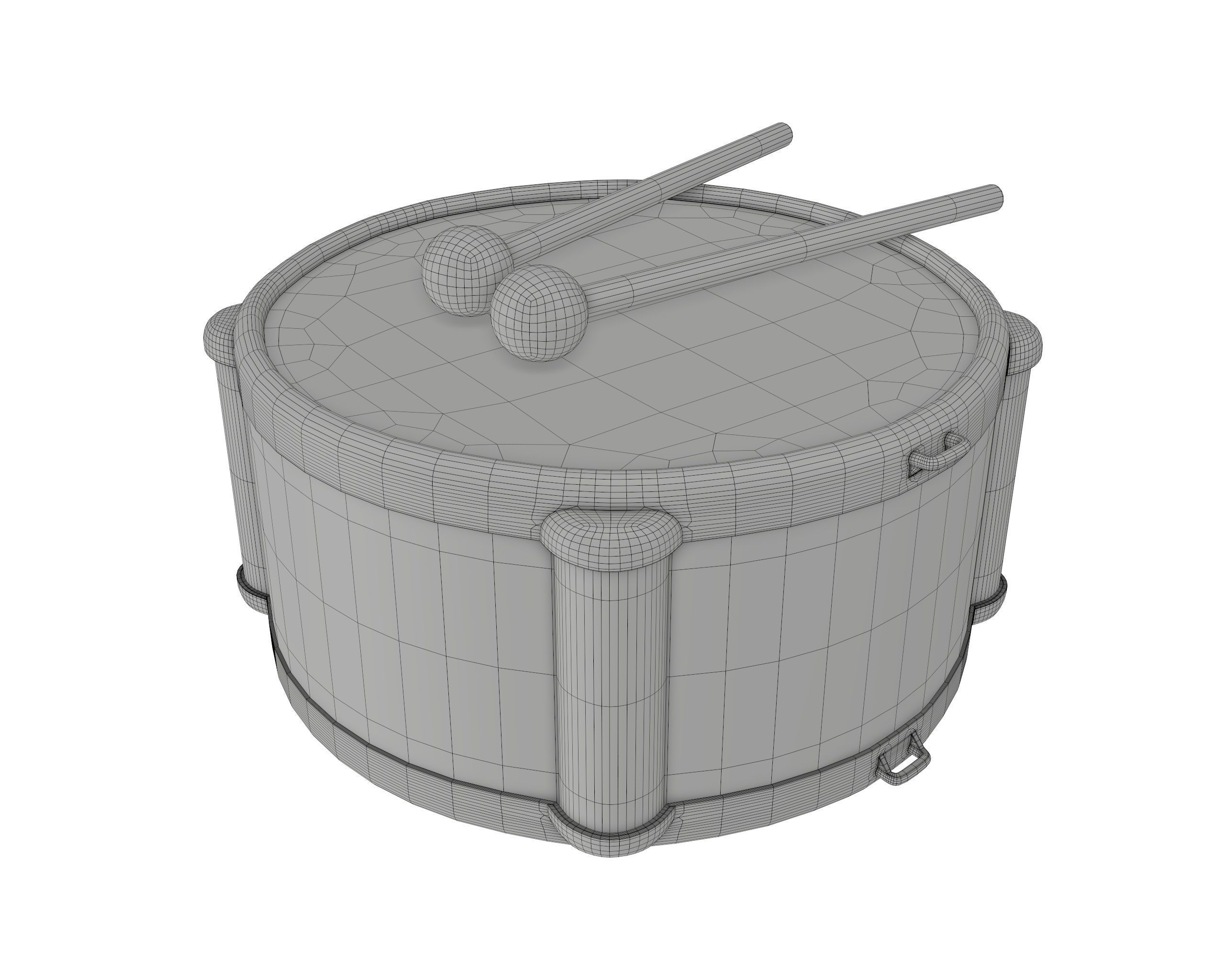 Toy drum with sticks 3D model_5