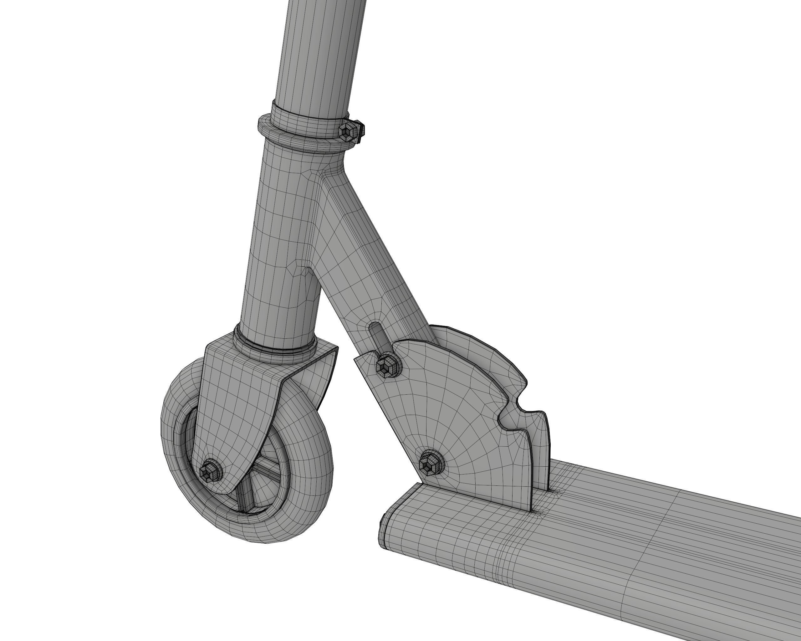 Kick scooter blue 3D model_7