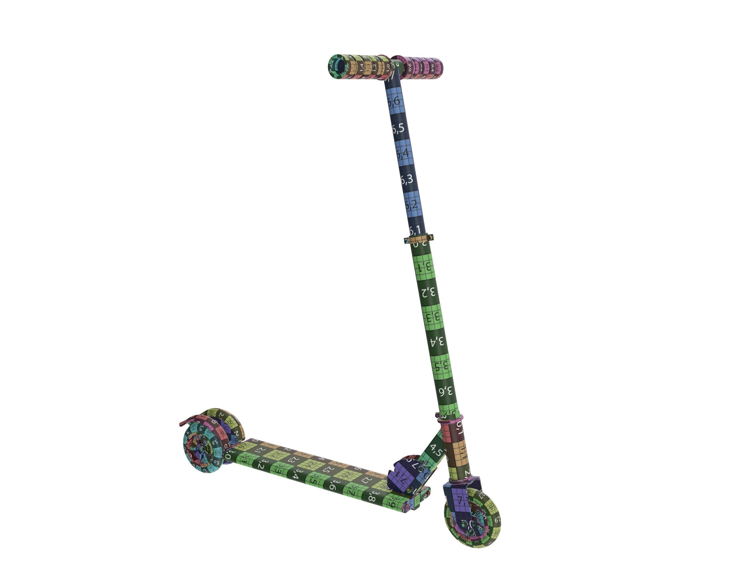 Kick scooter blue 3D model_9
