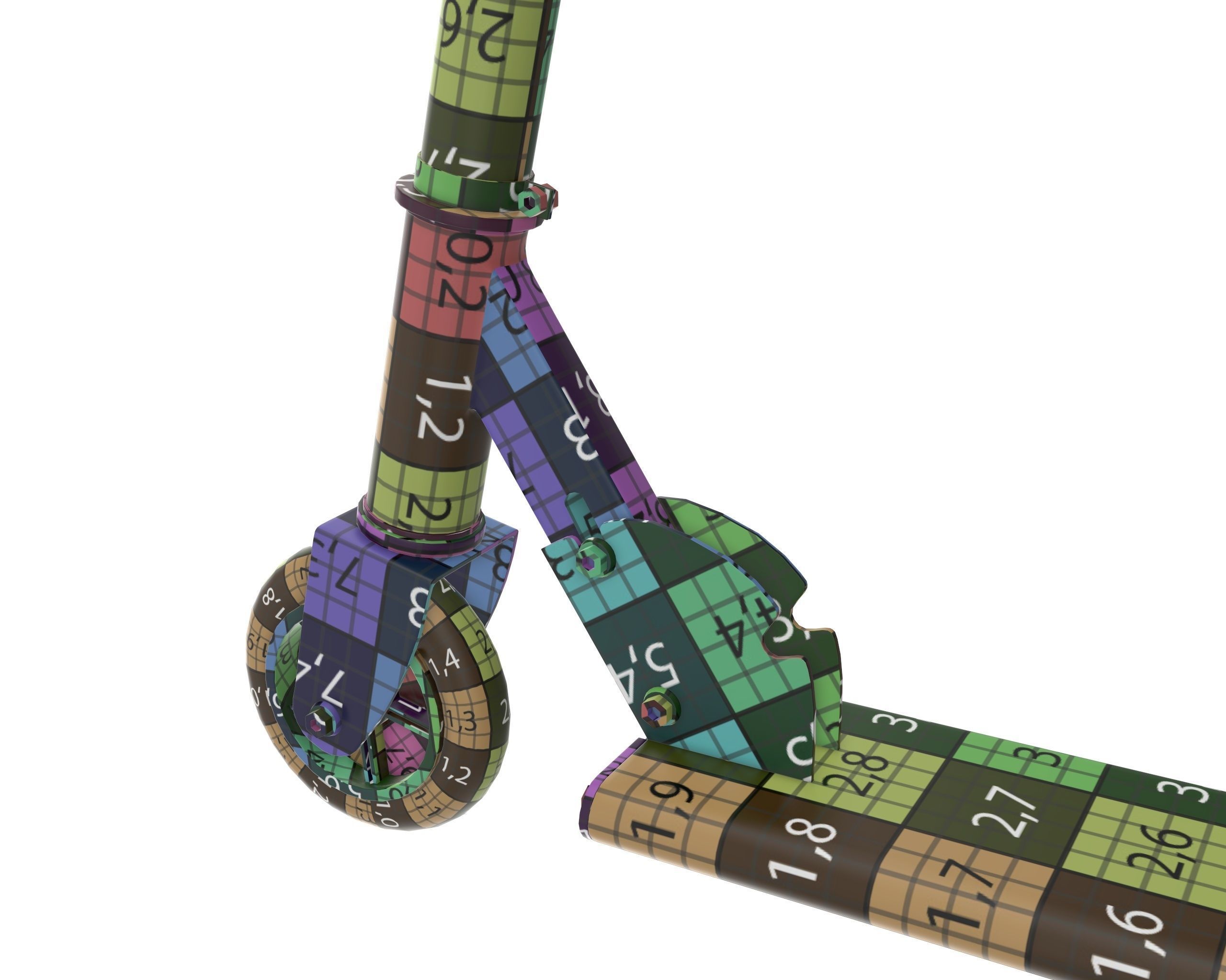 Kick scooter blue 3D model_11