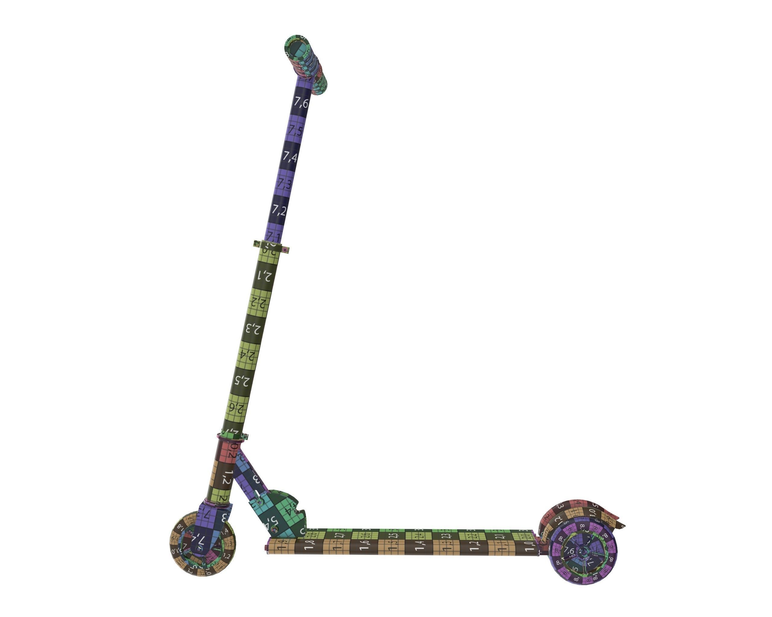 Kick scooter blue 3D model_12