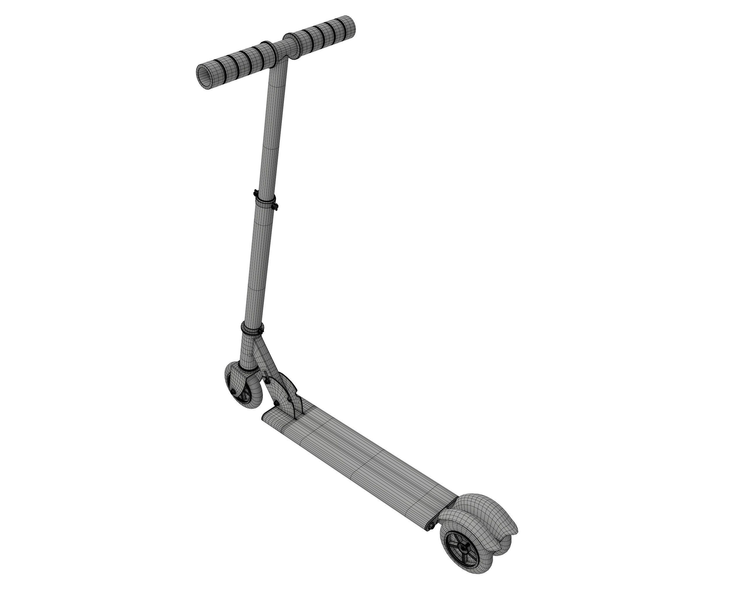 Kick scooter blue 3D model_6