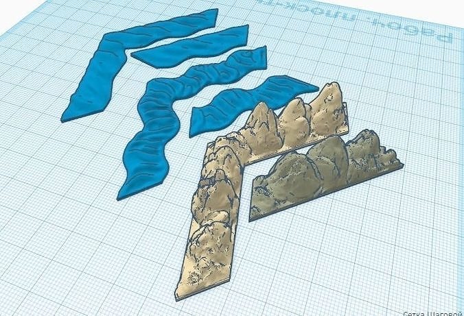 Runewars epic game Rock and Rivers set 3D print model
