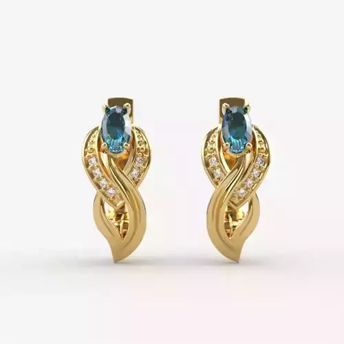 Women Earrings  with gems 3dm stl 3D print model 3D print model