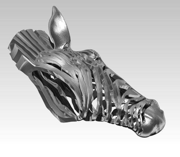 Wireframe zebra pendant 3D print model_4