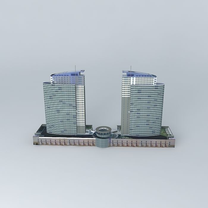 The Ellipse two tall buildings Free 3D model_1