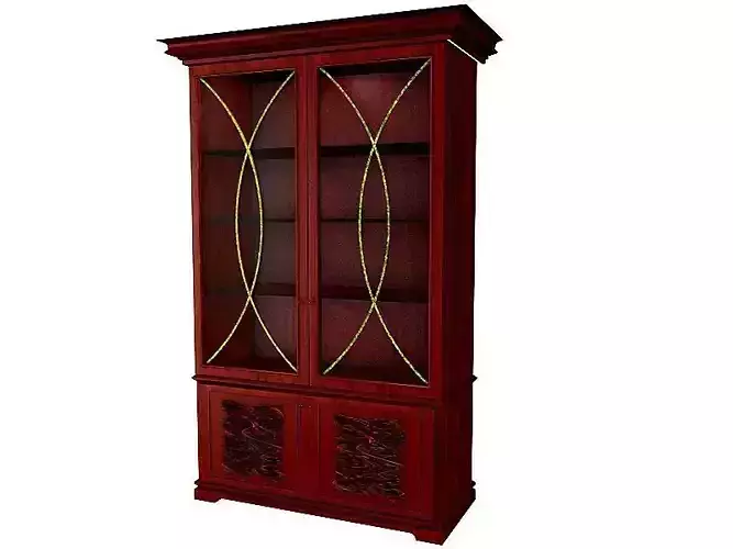 Buffet 8 mahogany bookcase with glass doors