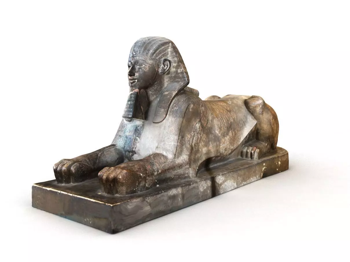 Sphinx of Hatshepsut statue 3D model_0