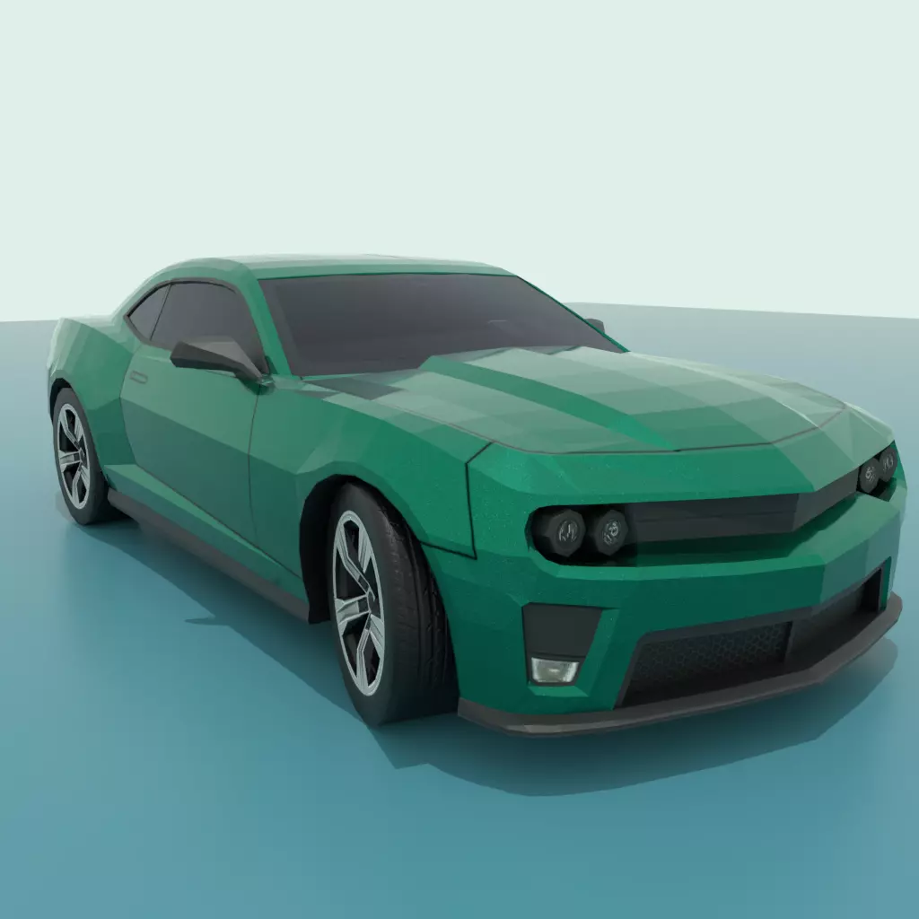 Low poly car chevrolet camaro sports Low-poly 3D model