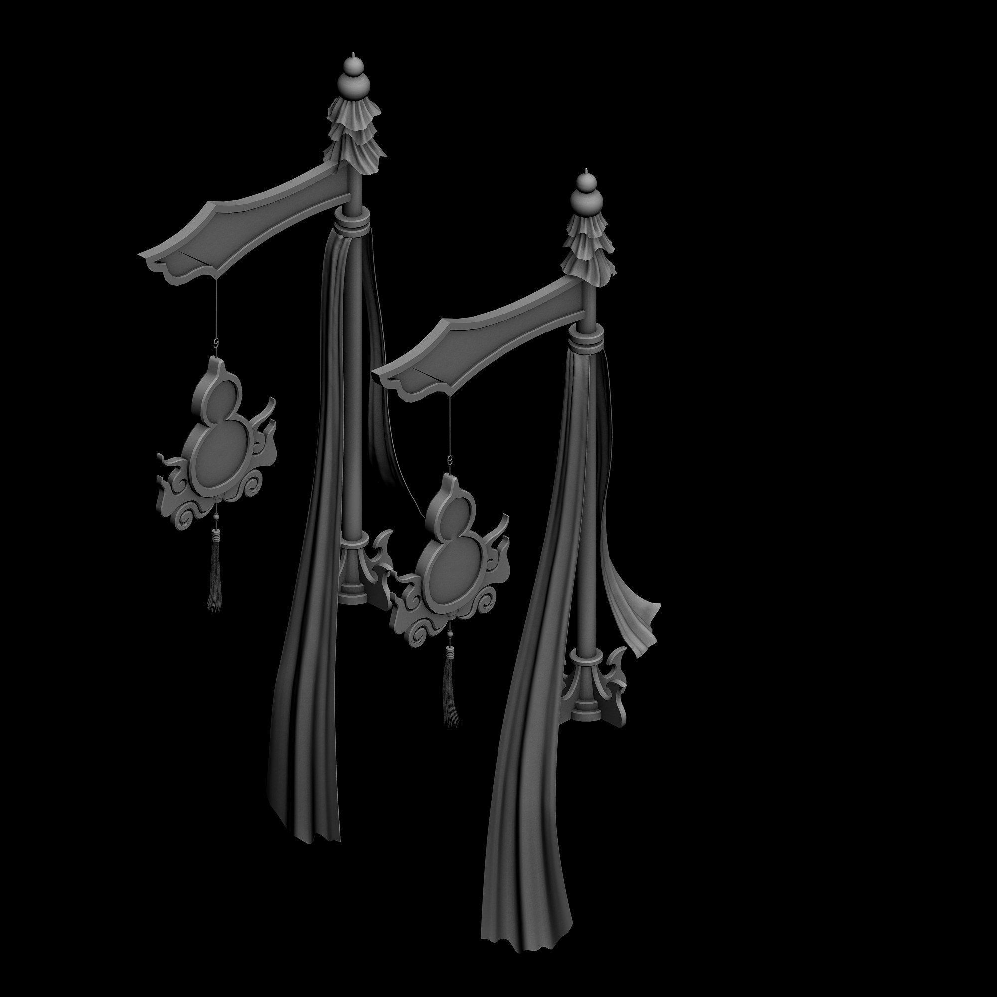 Game Architecture - Main City - Brothel Accessories 01 3D model_1