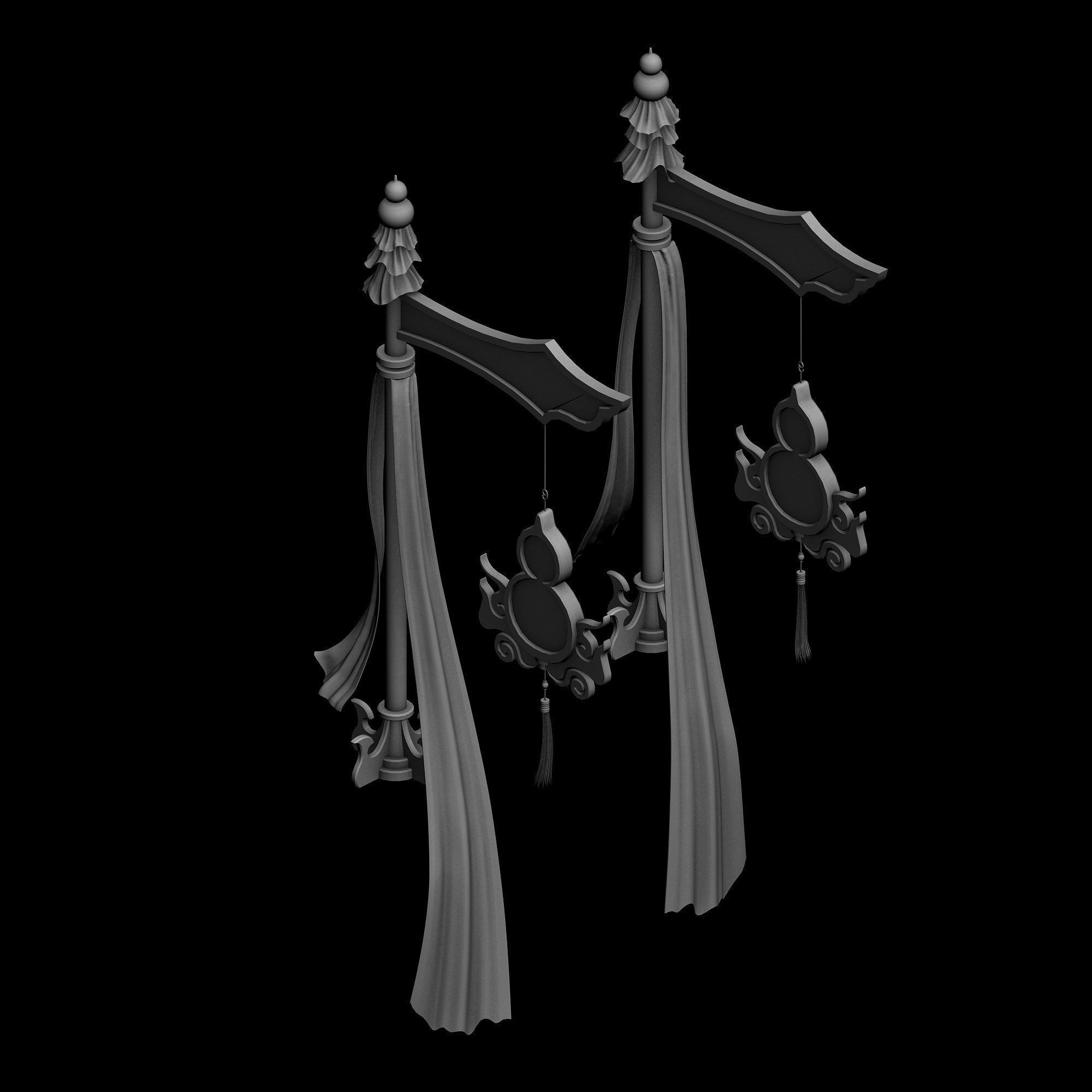 Game Architecture - Main City - Brothel Accessories 01 3D model_7