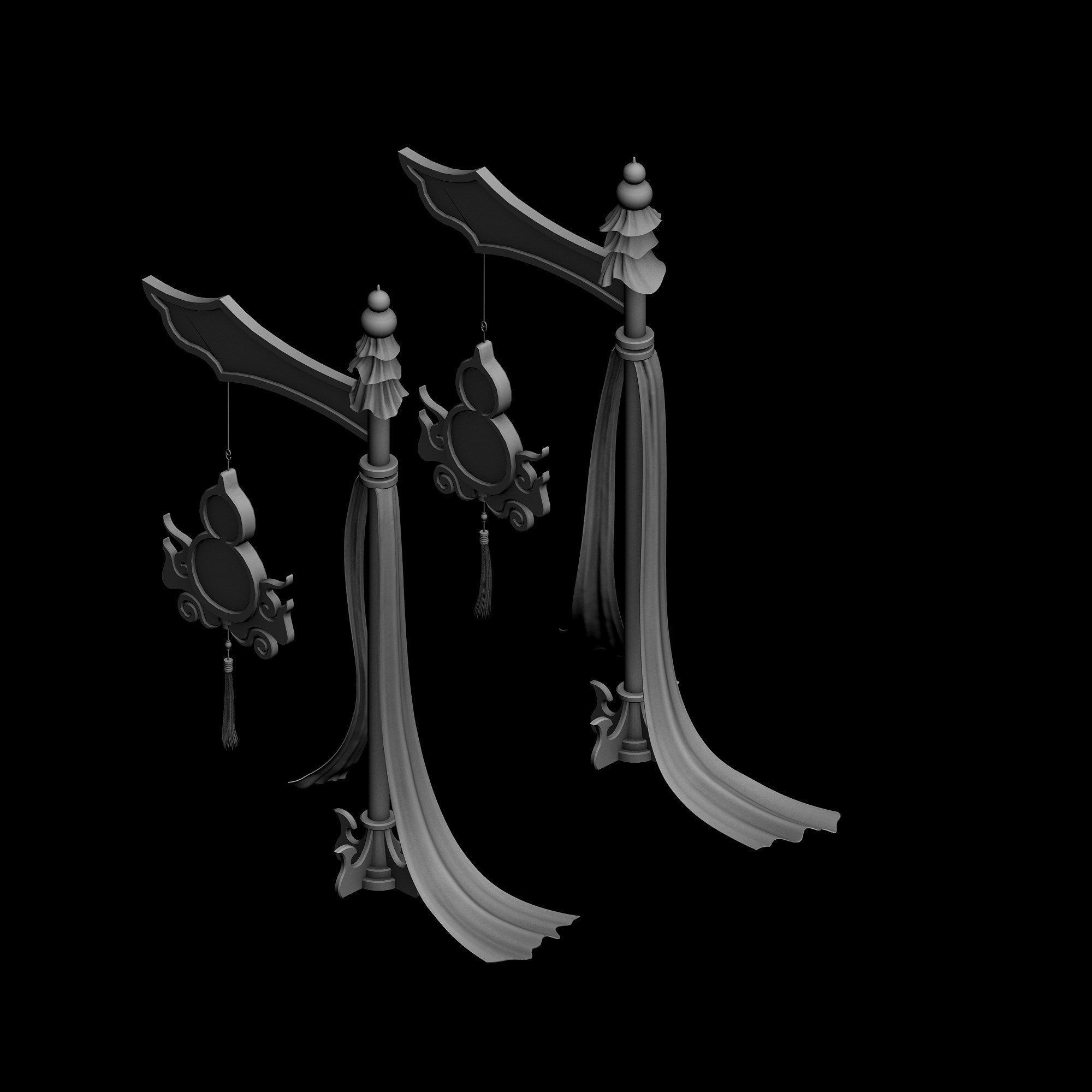 Game Architecture - Main City - Brothel Accessories 01 3D model_10