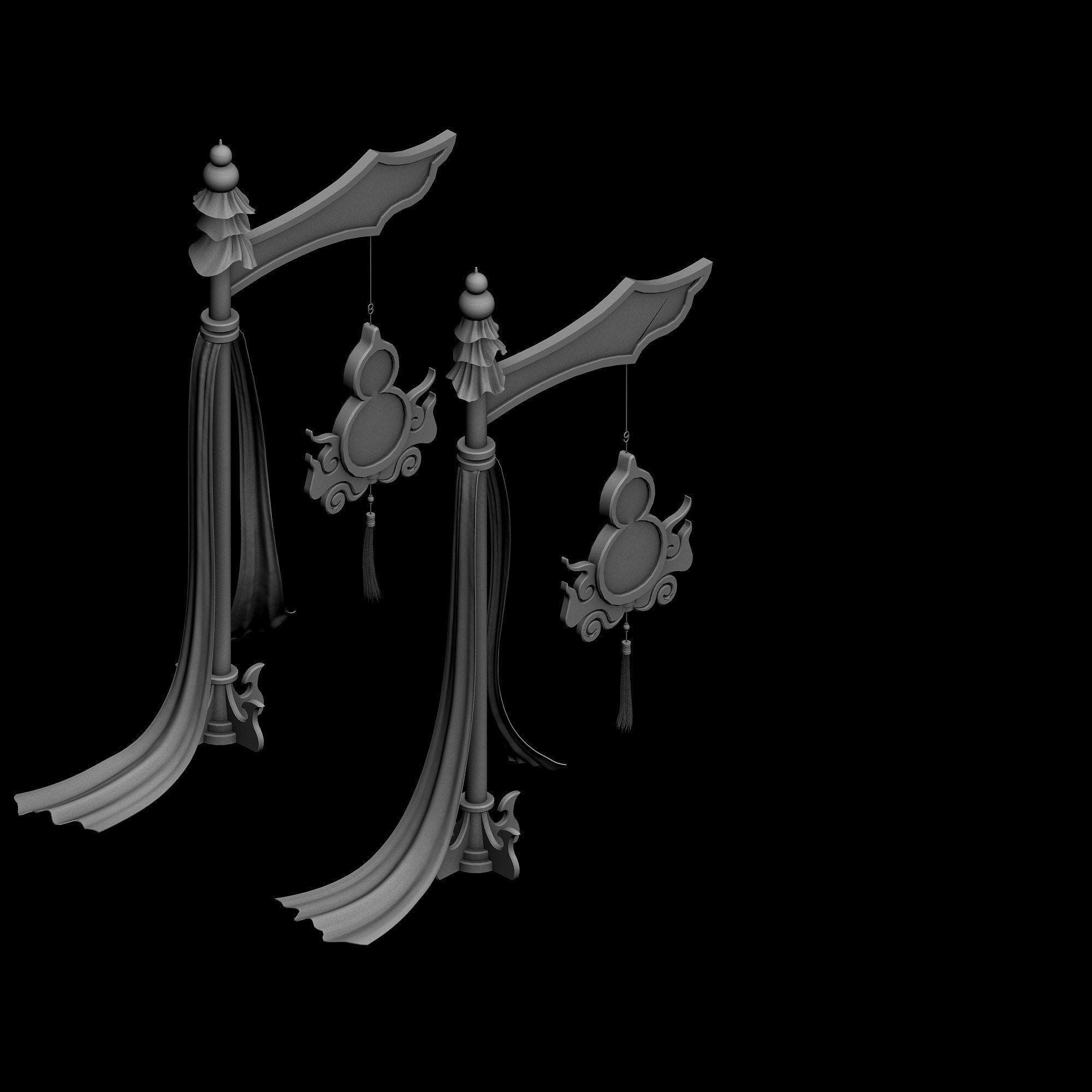 Game Architecture - Main City - Brothel Accessories 01 3D model_3