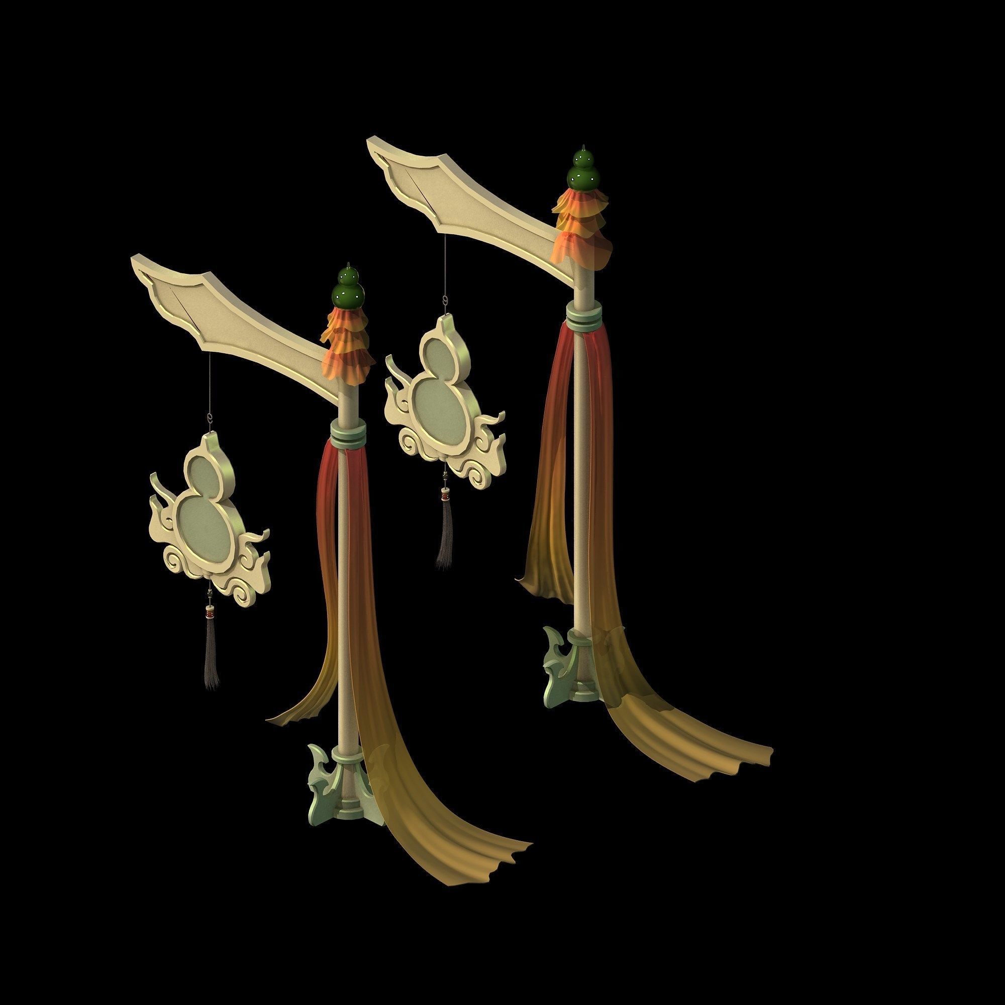 Game Architecture - Main City - Brothel Accessories 01 3D model_5