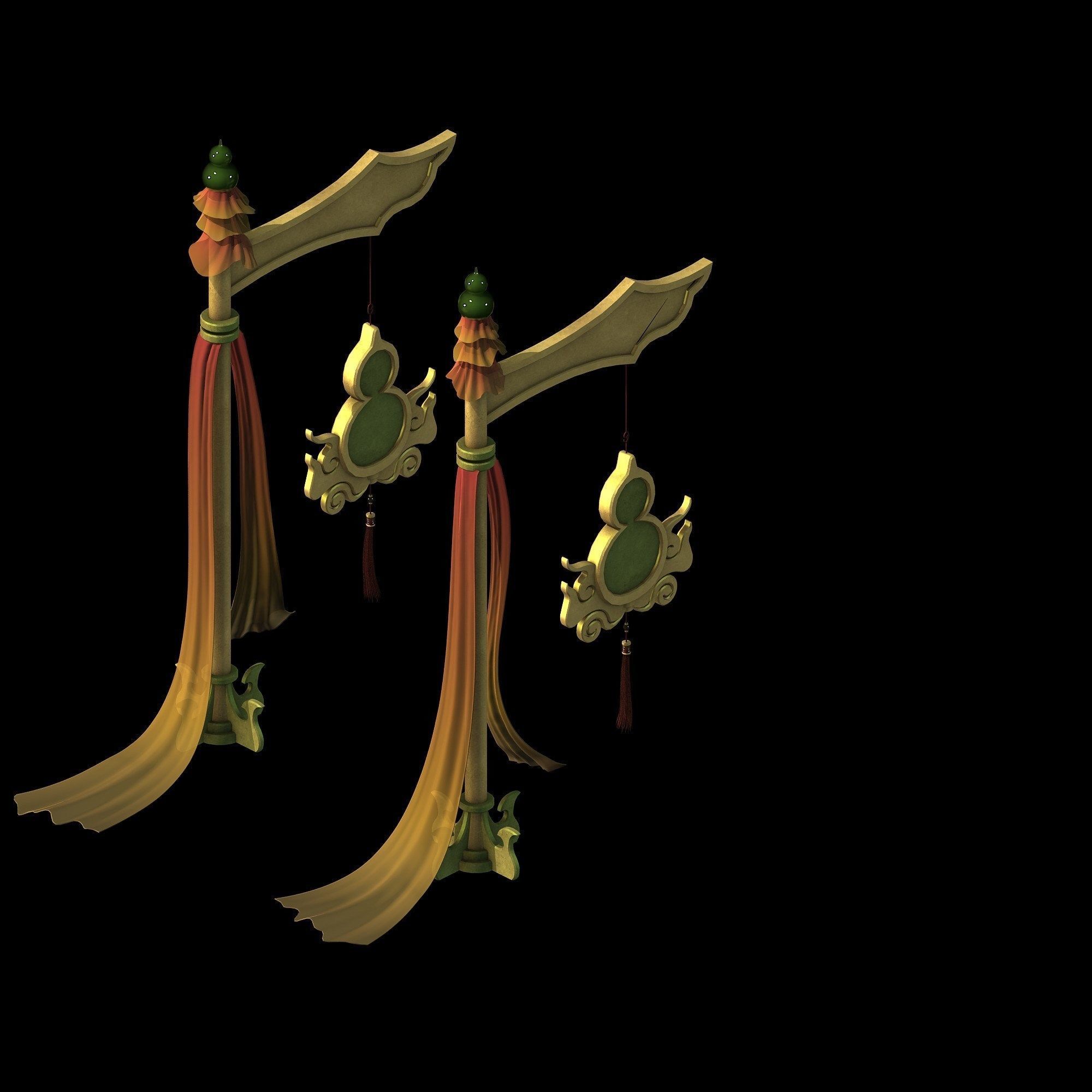 Game Architecture - Main City - Brothel Accessories 01 3D model_2