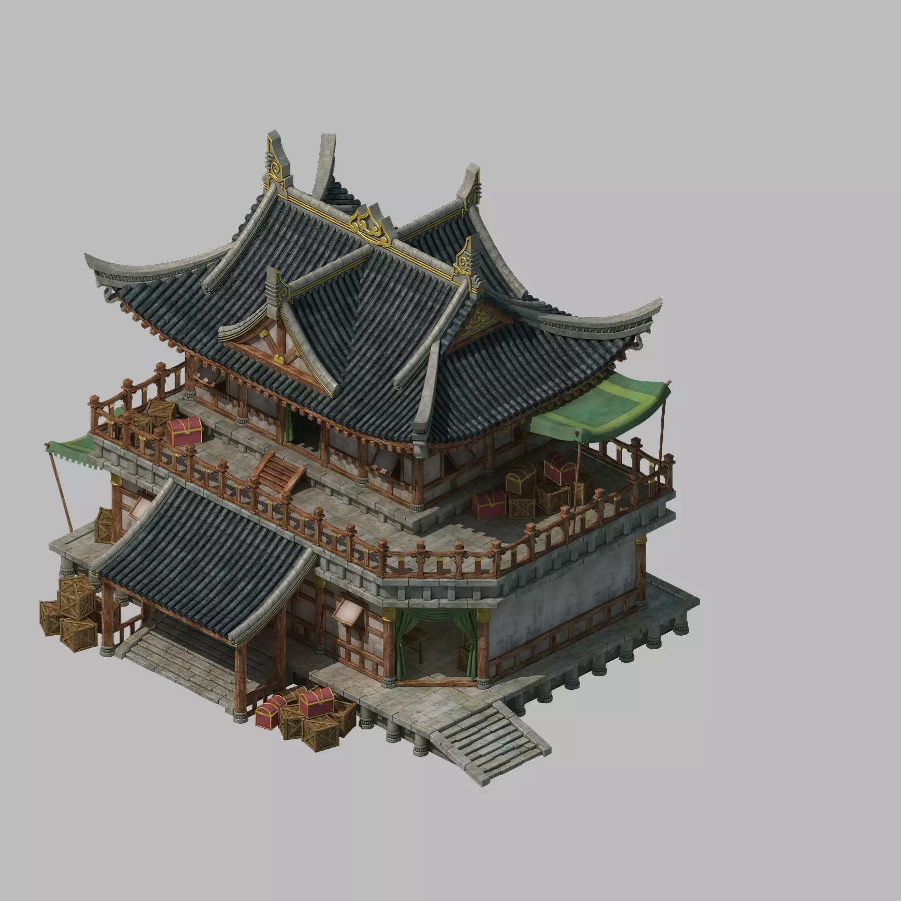 Game Architecture - main city - grocery store 01 3D model_0