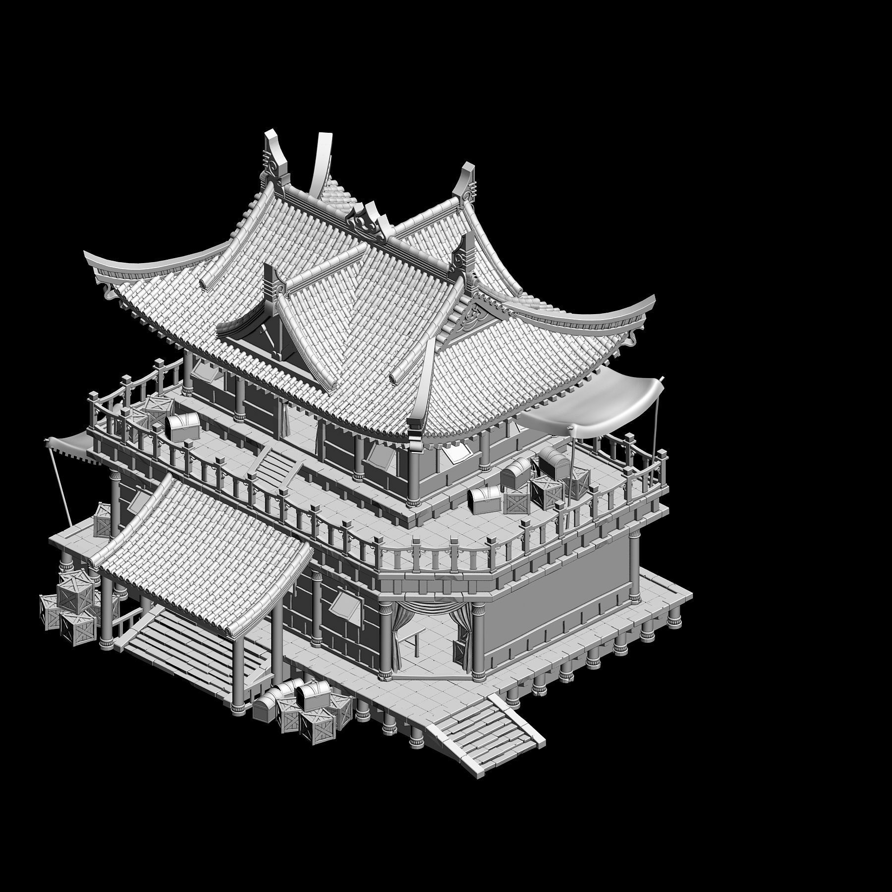 Game Architecture - main city - grocery store 01 3D model_3