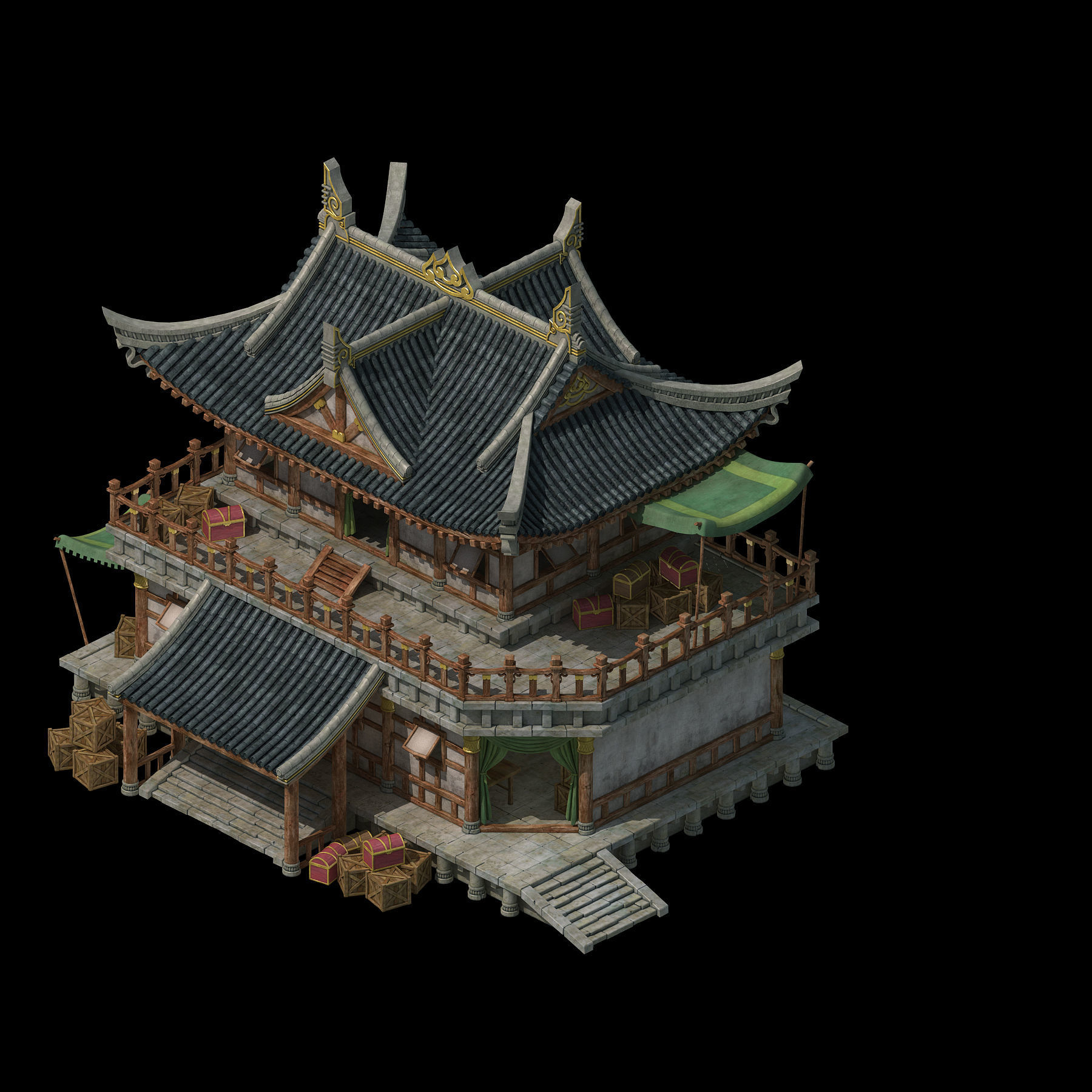 Game Architecture - main city - grocery store 01 3D model_1