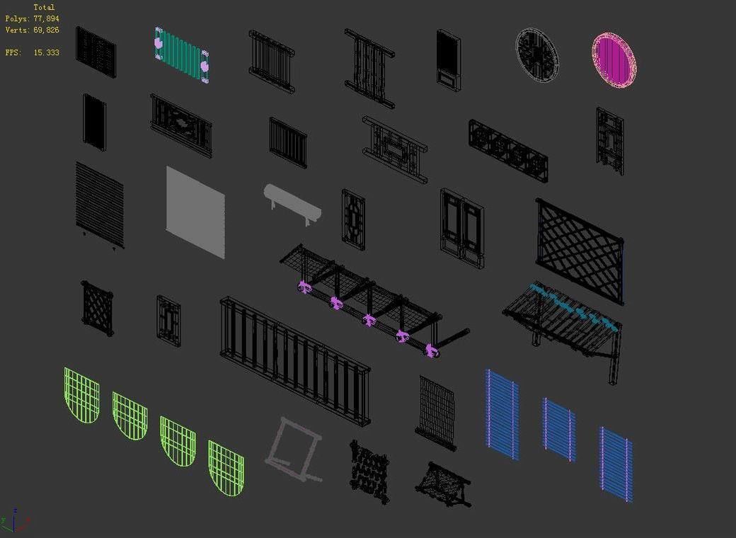 Game Building Decoration - Window 01 3D model_3