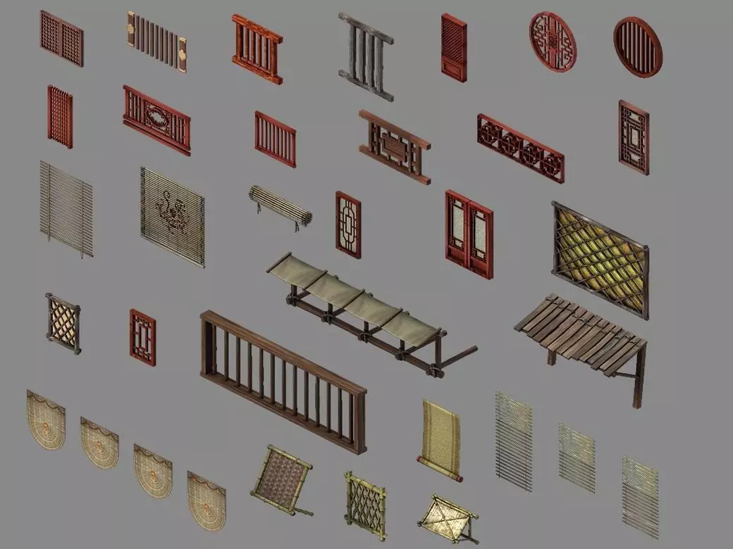 Game Building Decoration - Window 01 3D model_0