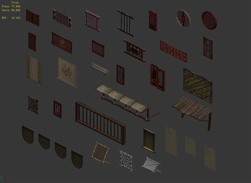 Game Building Decoration - Window 01 3D model_4