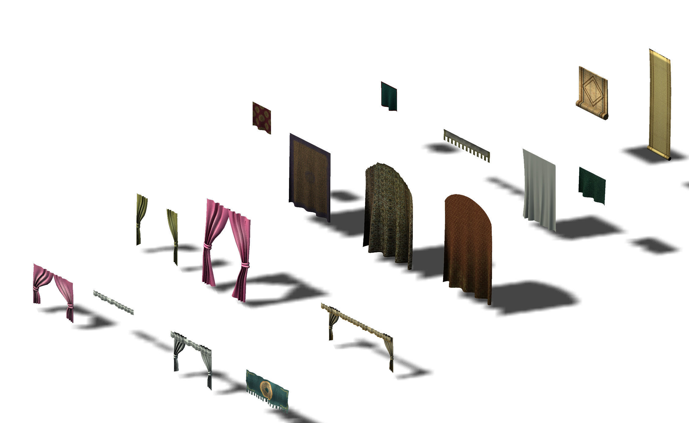 Game Building Decoration - Curtains 3D model_1