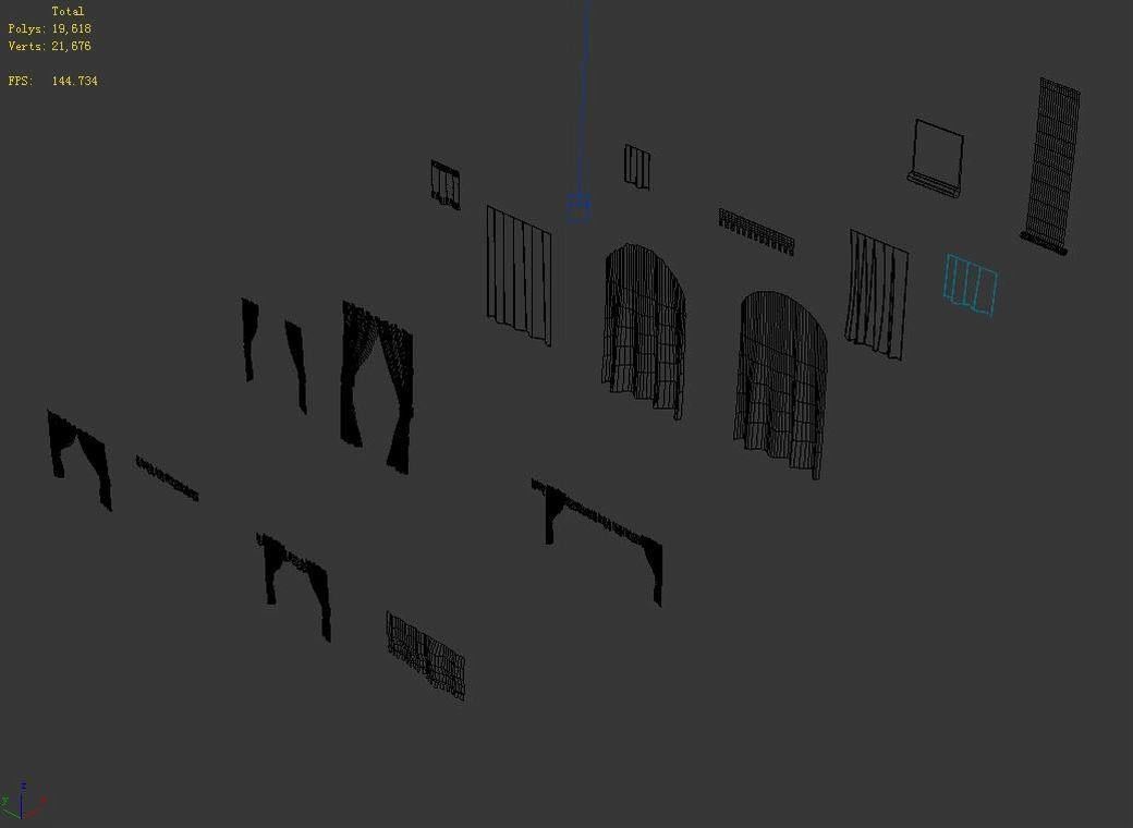 Game Building Decoration - Curtains 3D model_4