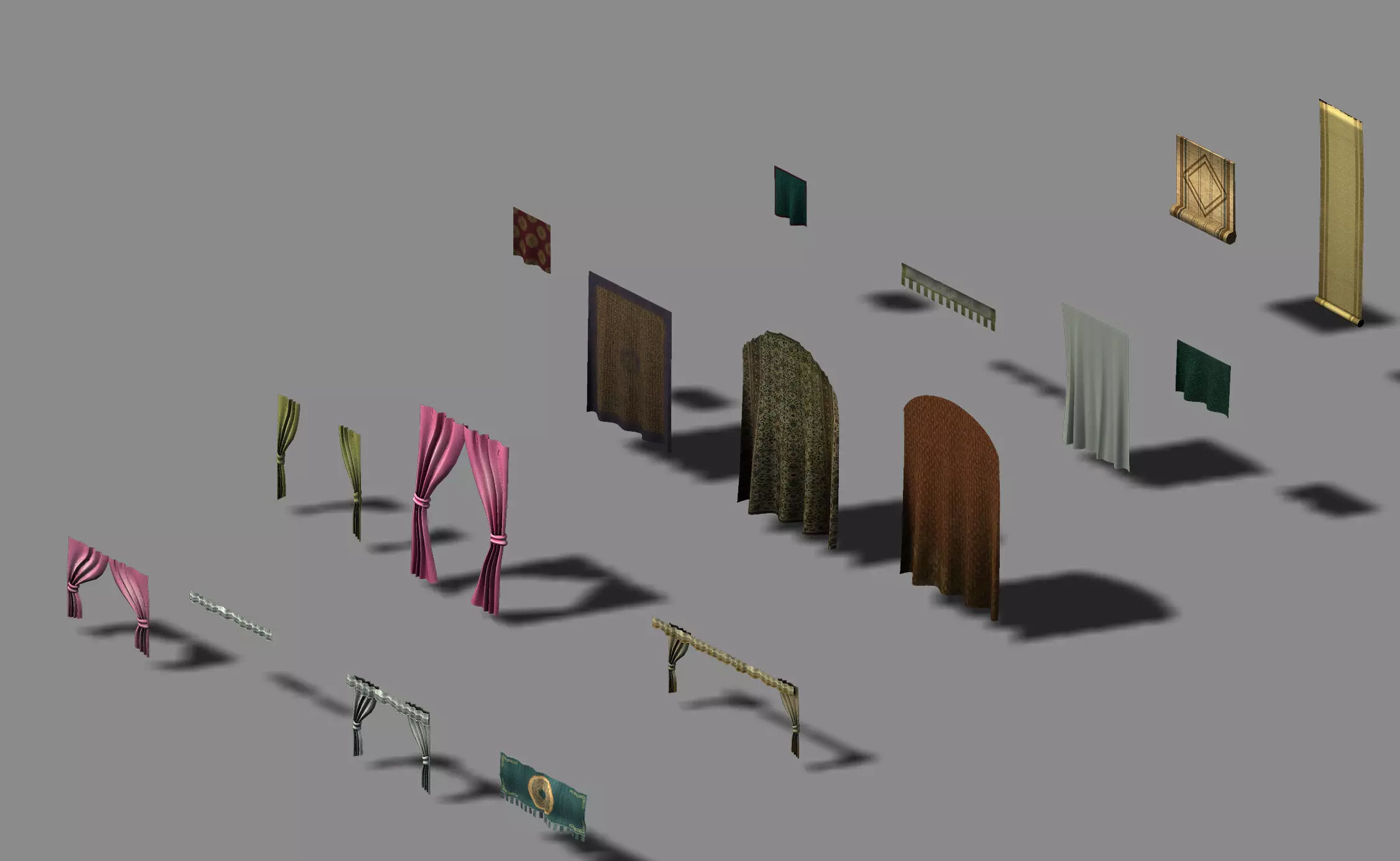 Game Building Decoration - Curtains 3D model_0
