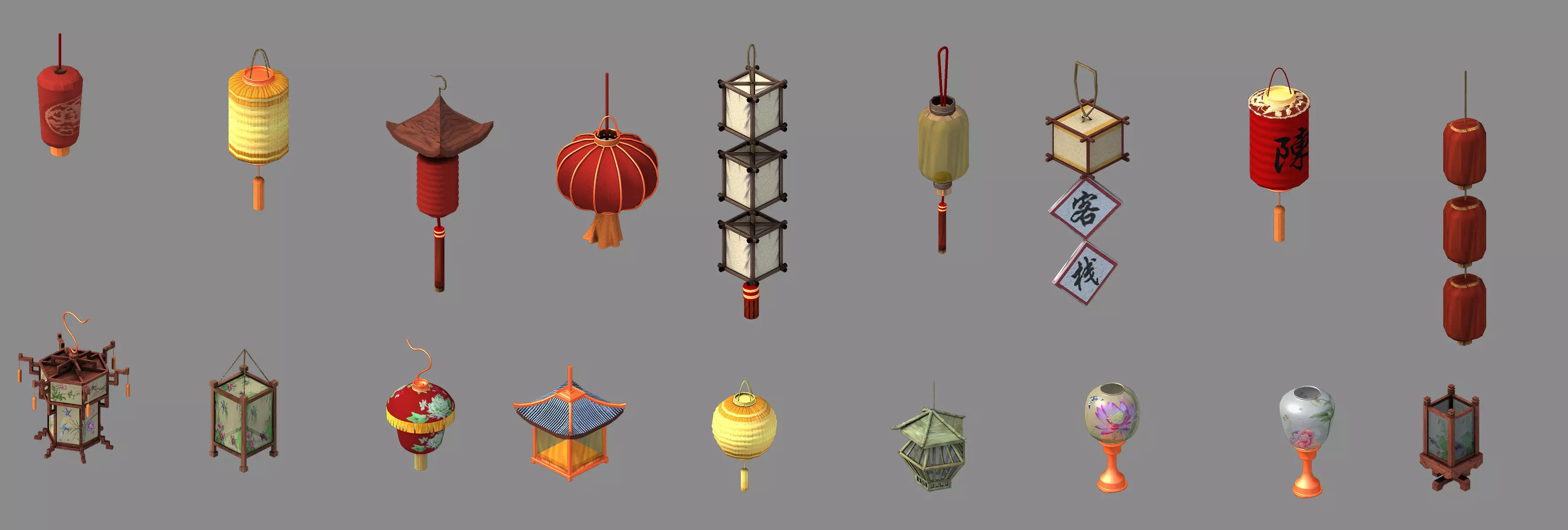 Game Building Decoration - Lantern 01 3D model_0