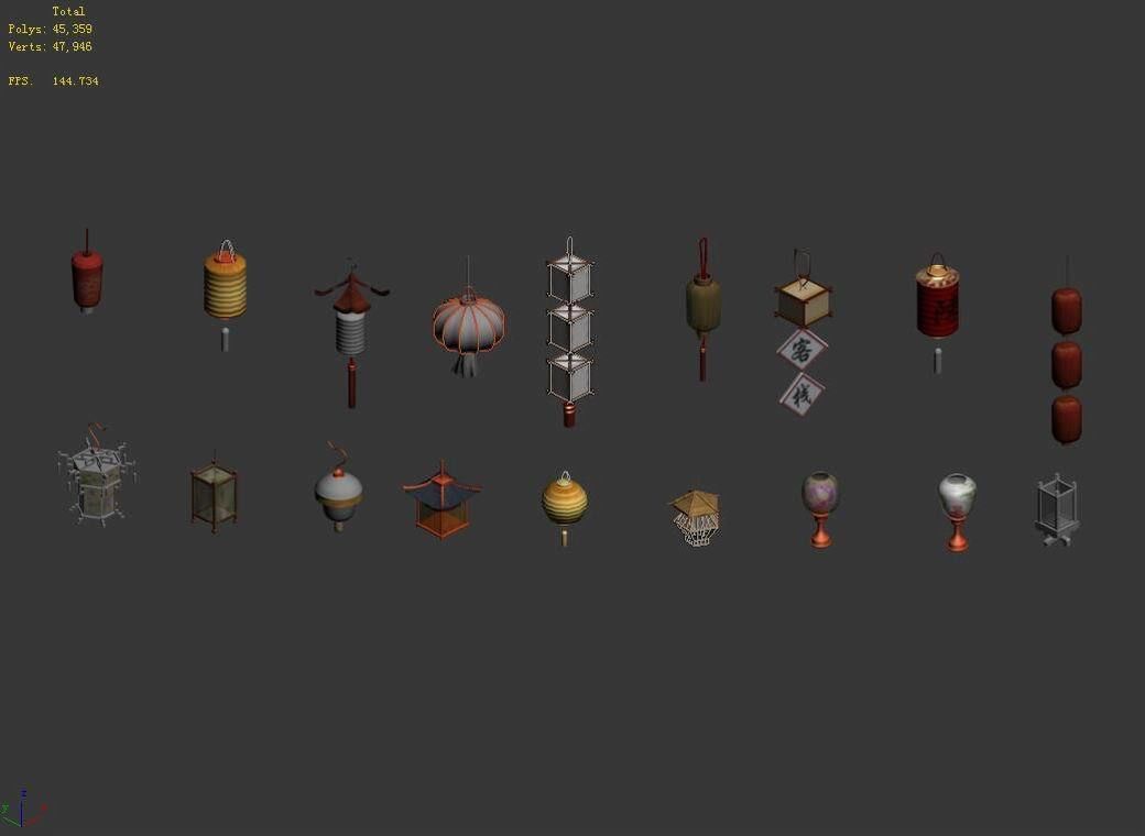 Game Building Decoration - Lantern 01 3D model_3