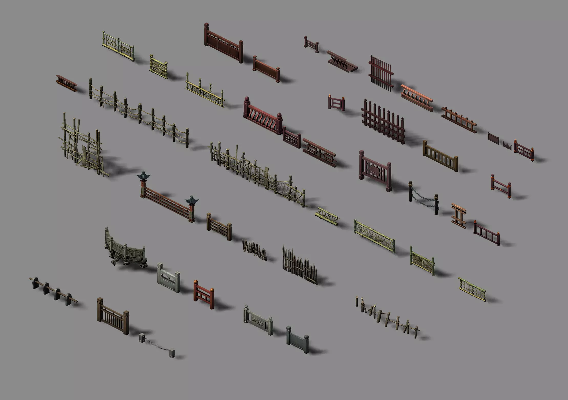 Game Building Decoration - Fence 01 3D model_0